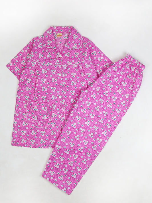 NG Girls Cotton Night Suit 1Yrs - 8Yrs Flower Pink