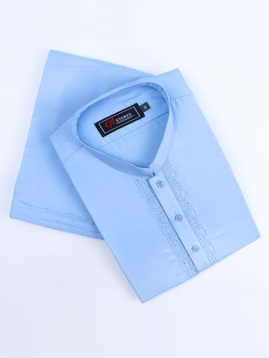 785- 3 Sky Blue Stitched Suit Kameez Shalwar For Men MSK207