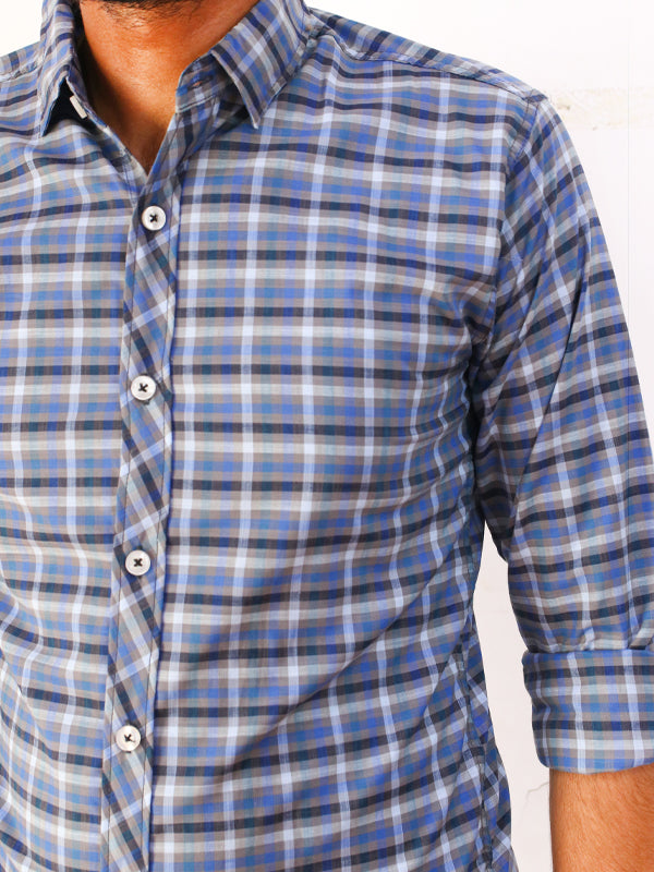 Blue Checks Casual Shirt For Men AZ MCS22