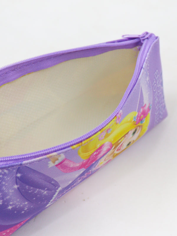 PB02 Zipper Pencil School Pouch For Kids Disney Princess Light Purple