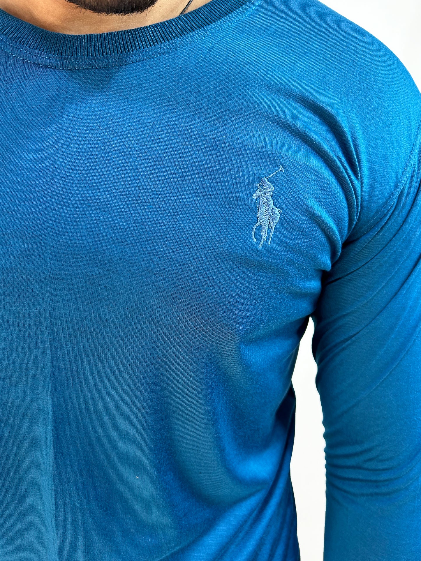 Sea Blue Plain Full Sleeves T-Shirt For Men MG MTS94