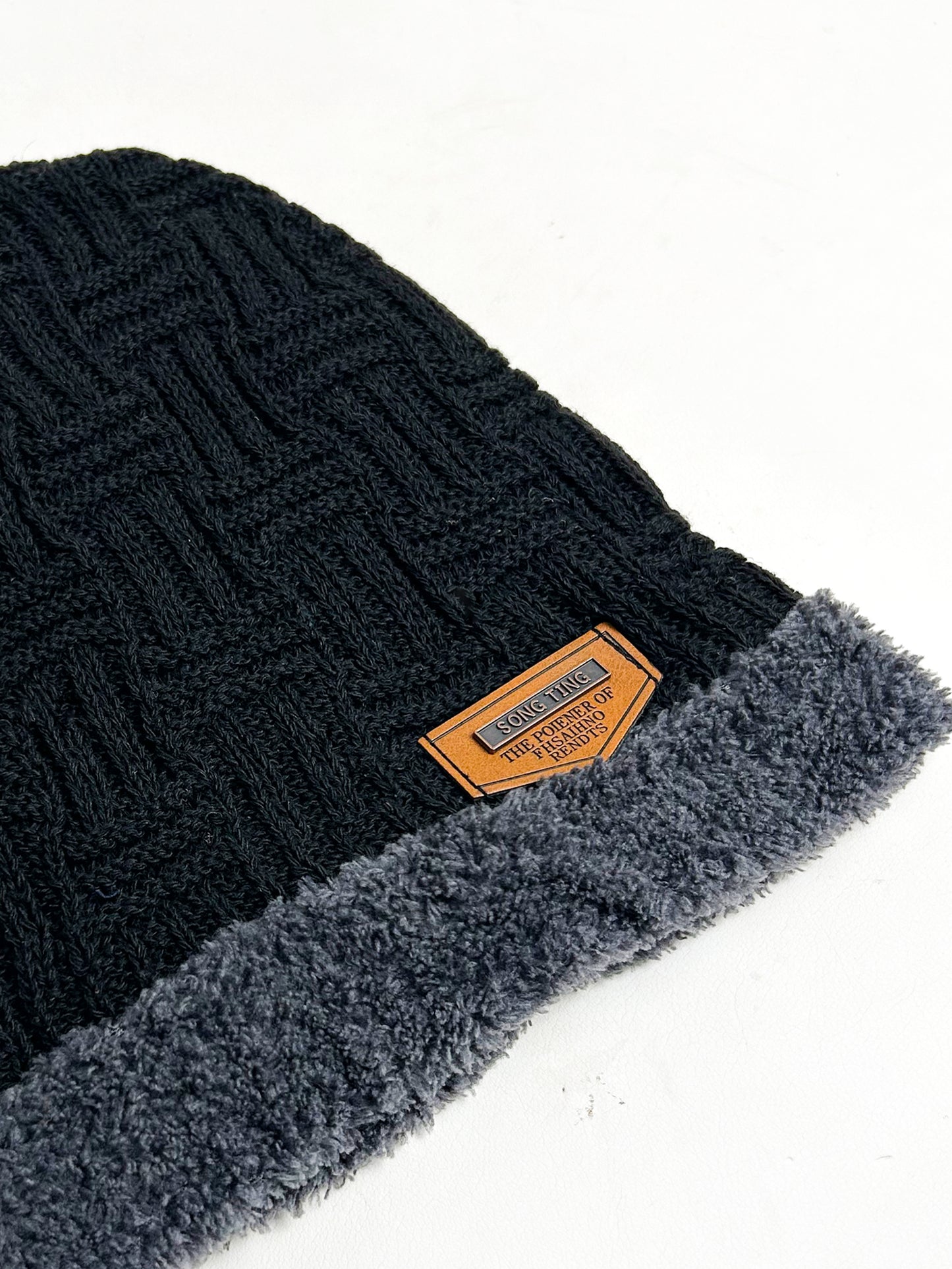 Black Multidesign Beanie Winter Cap For Men BWC02