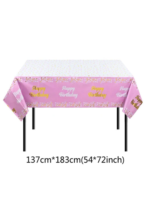 Birthday Plastic Table Cover 54×72 - Pink