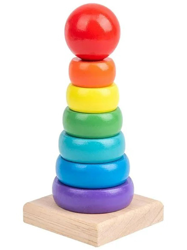 Wooden Rainbow Tower 8 Blocks for Kids