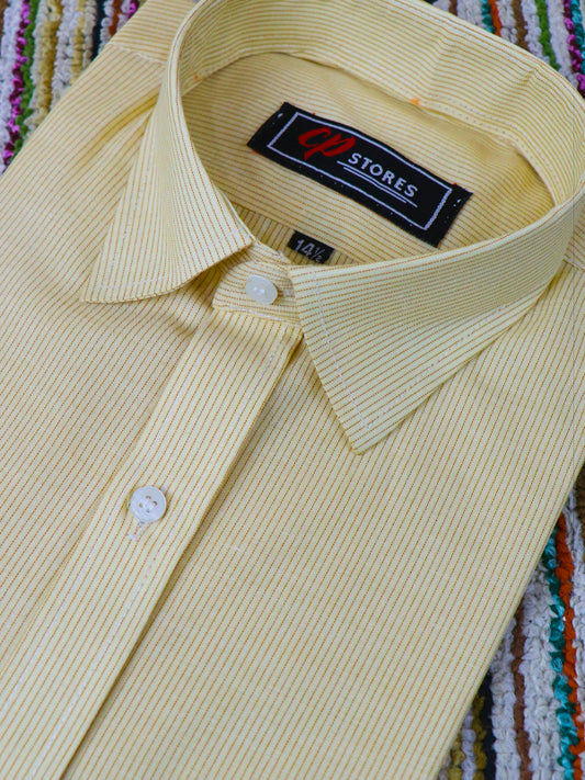 Light Yellow Lines Formal Dress Shirt For Mens AZ MFS61