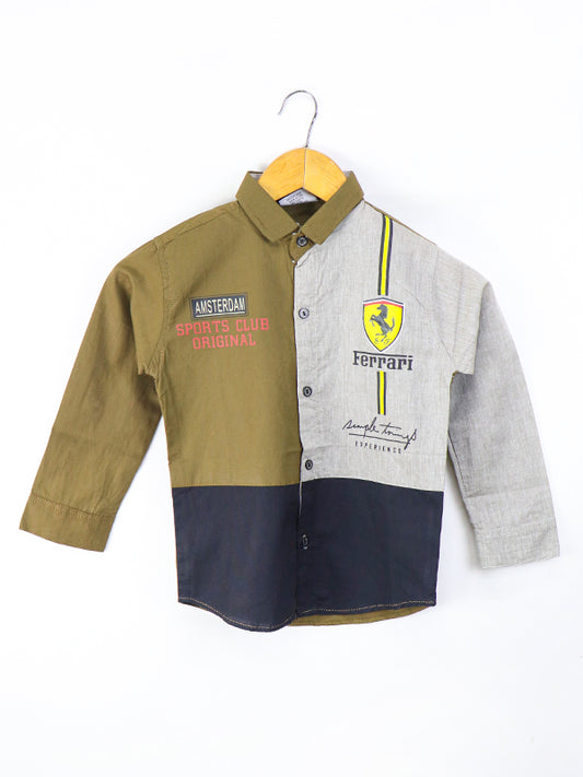 AJ Boys Casual Shirt 4Yrs - 10Yrs Ferrari Brown