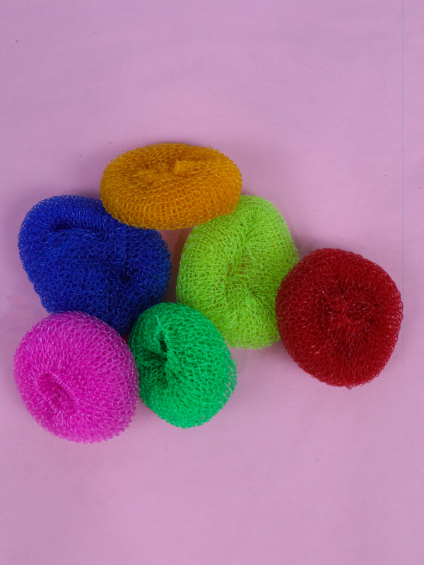 Round Nylon Plastic Scrubber Set of 6 Pieces Multicolor