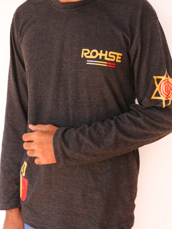 Dark Grey Rohse Full Sleeve Printed T-Shirt For Men SN MTS84