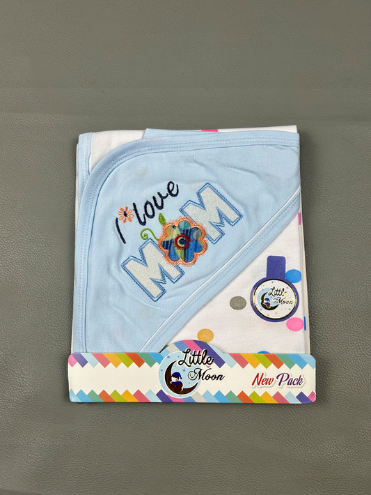 Light Blue Love Mom Wrapping Sheet For Newborn NWS35