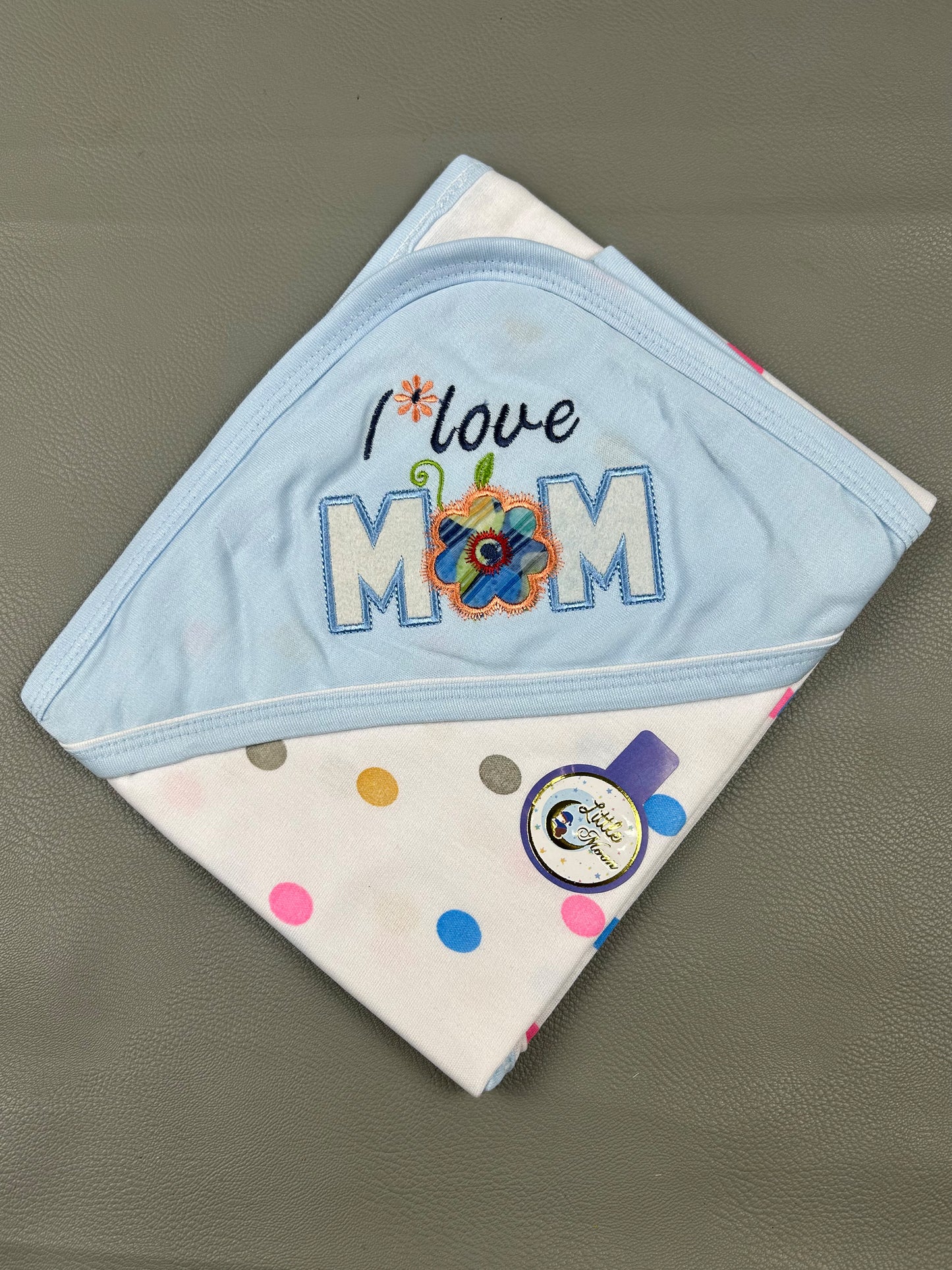 Light Blue Love Mom Wrapping Sheet For Newborn NWS35