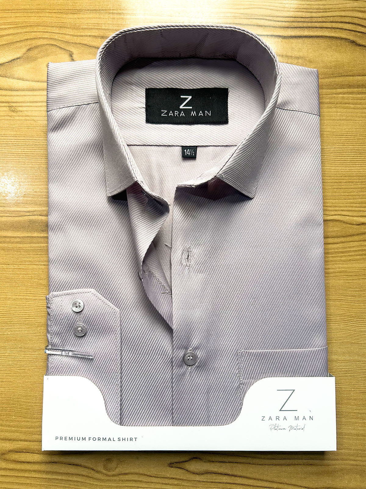 MFS722 Light Grey Textured Formal Dress Shirt For Men