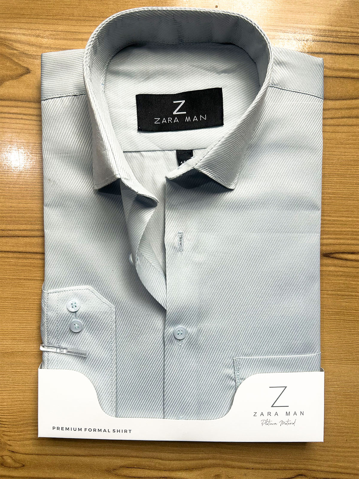MFS723 Silver Grey Textured Formal Dress Shirt For Men