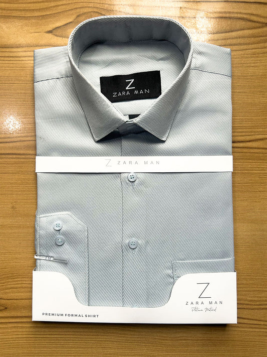 MFS723 Silver Grey Textured Formal Dress Shirt For Men