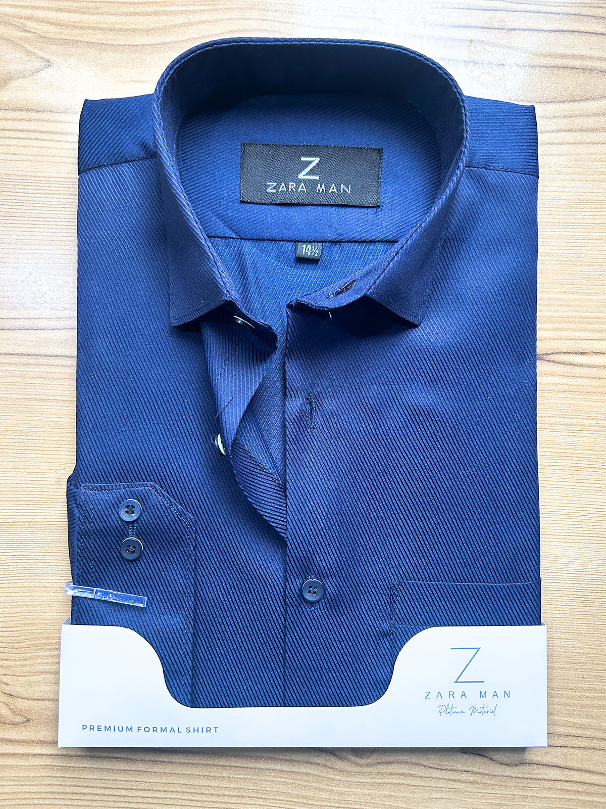 MFS724 Navy Blue Textured Formal Dress Shirt For Men