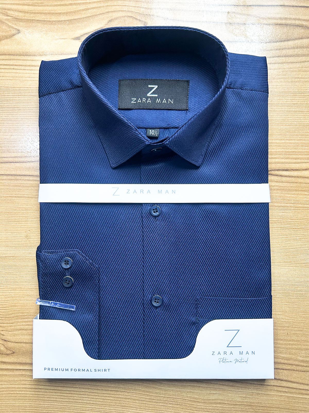 MFS724 Navy Blue Textured Formal Dress Shirt For Men