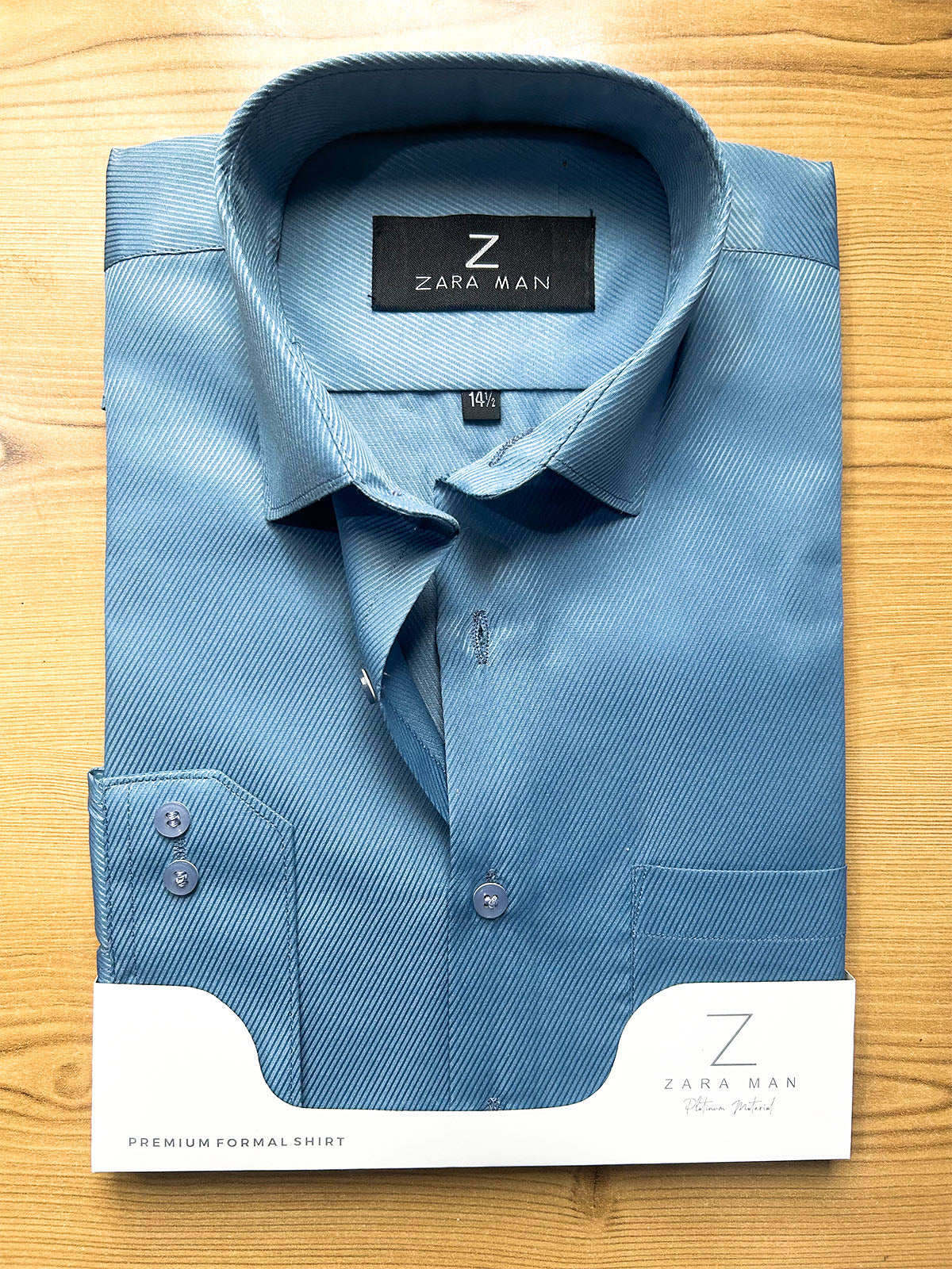 MFS725 Steel Blue Textured Formal Dress Shirt For Men