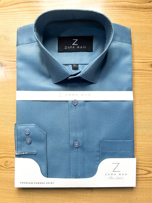 MFS725 Steel Blue Textured Formal Dress Shirt For Men