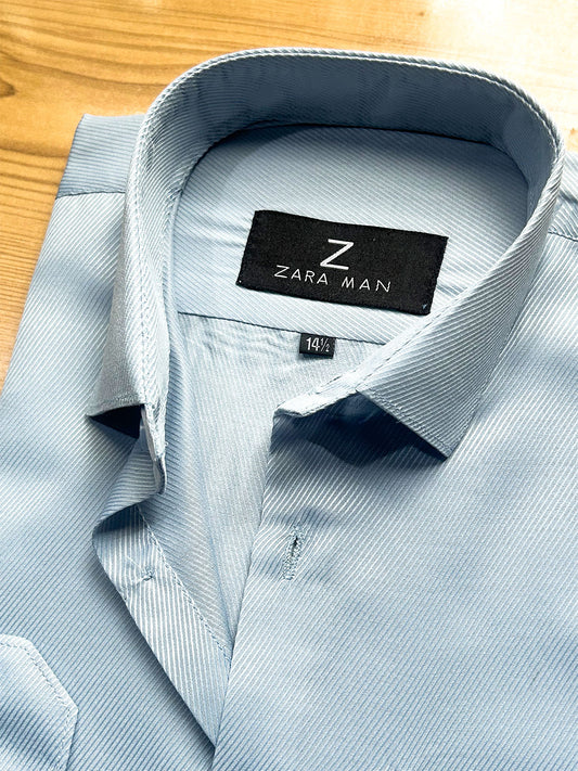 MFS726 Light Blue Textured Formal Dress Shirt For Men