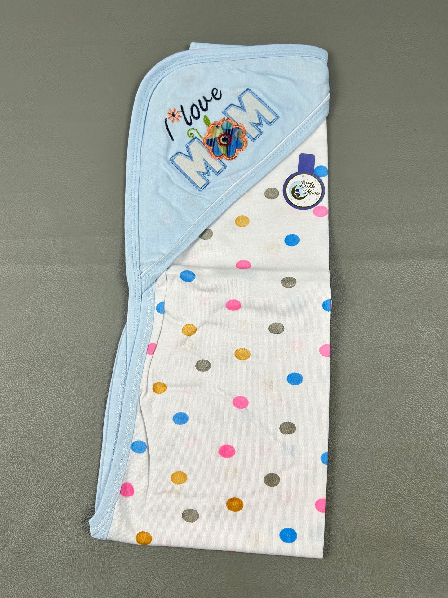 Light Blue Love Mom Wrapping Sheet For Newborn NWS35