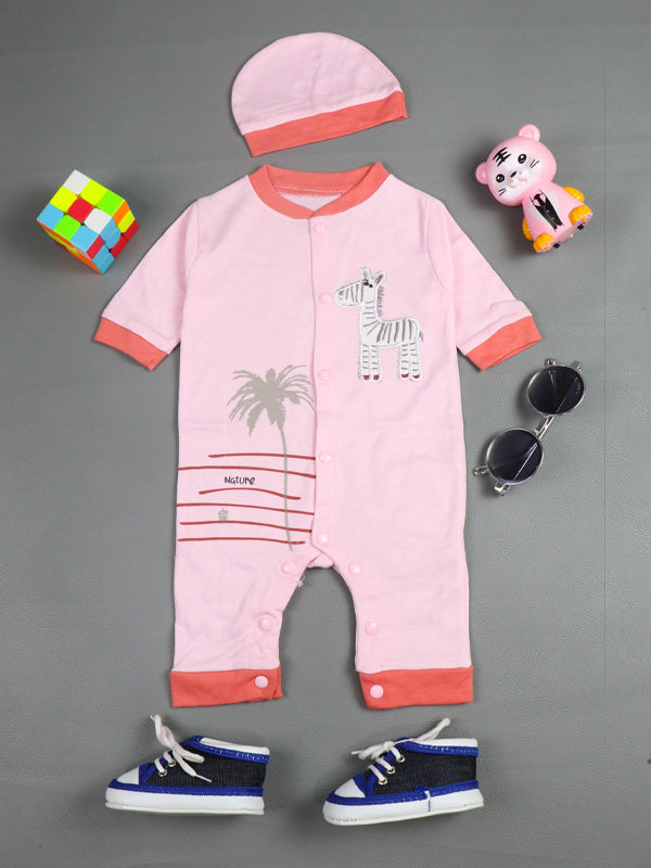 0Mth - 3Mth Zebra Light Pink Romper For Newborn AJ NBR29