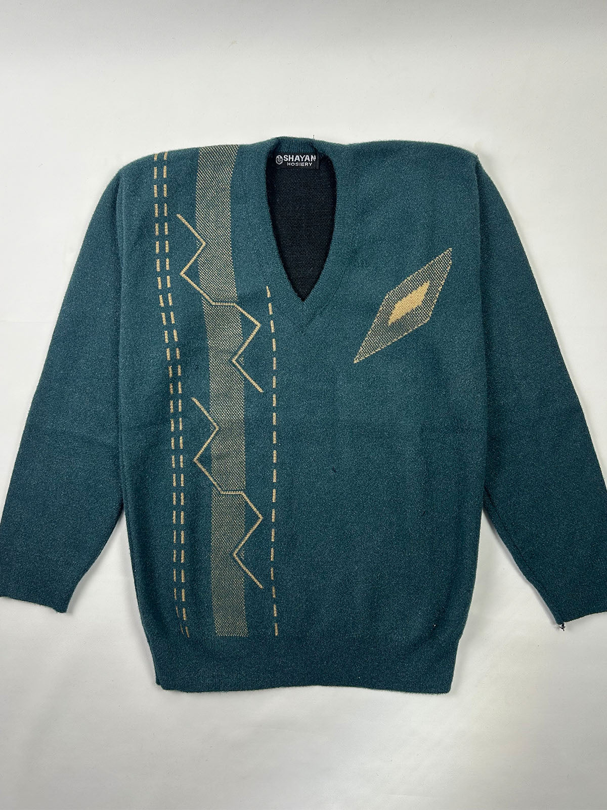 Sea Green V-Neck Full Sleeves Sweater For Men MSW73