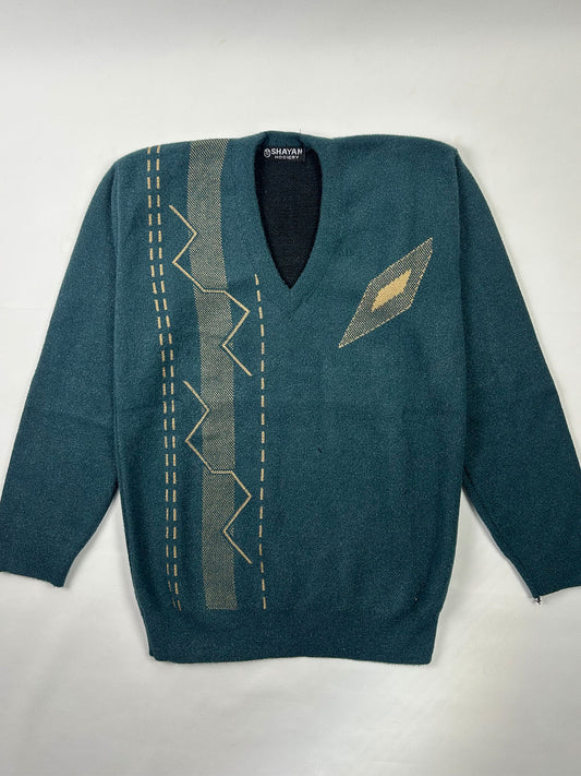 Sea Green V-Neck Full Sleeves Sweater For Men MSW73