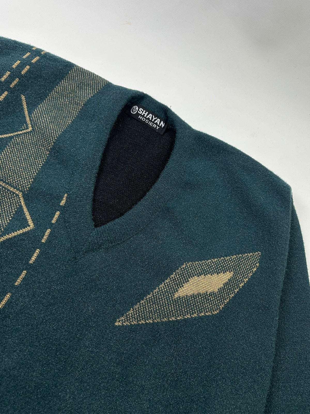 Sea Green V-Neck Full Sleeves Sweater For Men MSW73