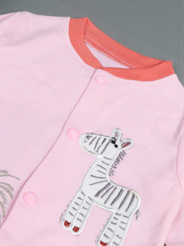 0Mth - 3Mth Zebra Light Pink Romper For Newborn AJ NBR29