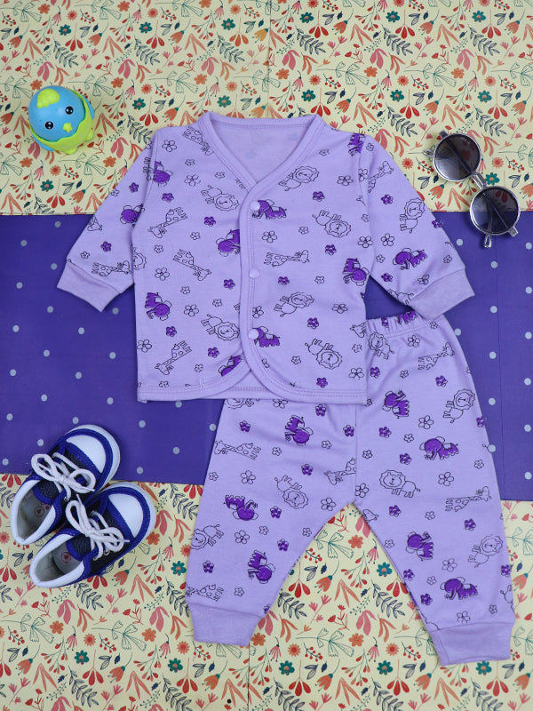 0Mth - 9Mth Animals Purple Baba Suit For Newborns BG NBS77