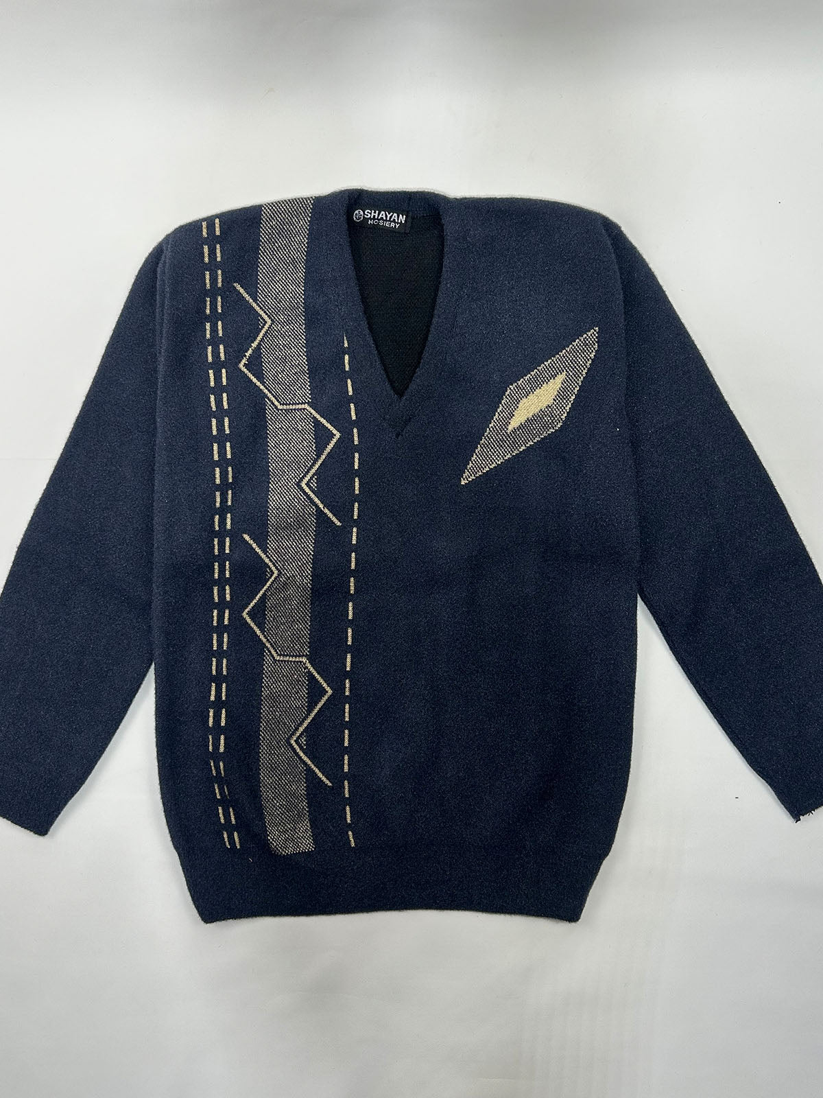 Navy Blue V-Neck Full Sleeves Sweater For Men MSW74