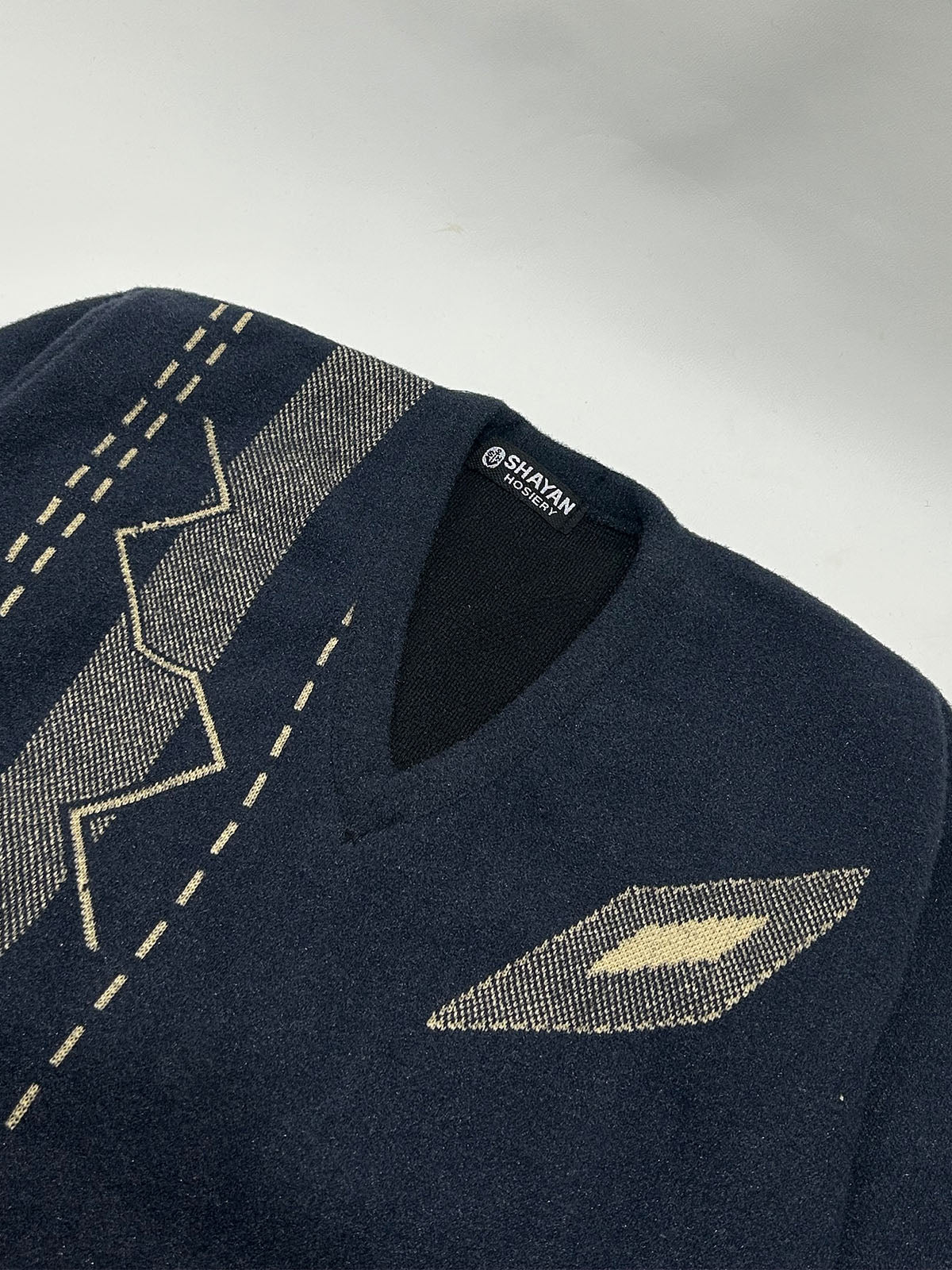 Navy Blue V-Neck Full Sleeves Sweater For Men MSW74