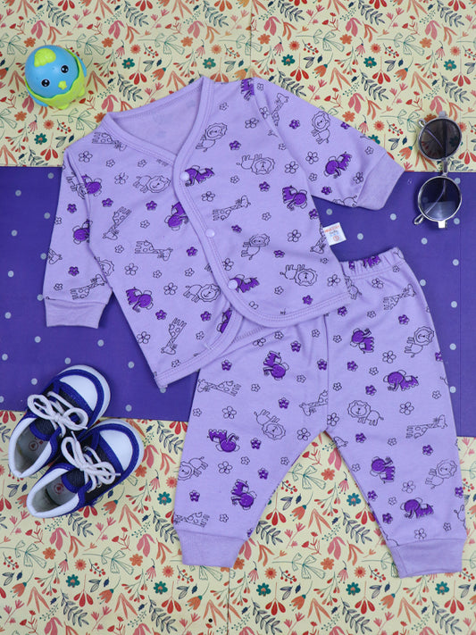 0Mth - 9Mth Animals Purple Baba Suit For Newborns BG NBS77