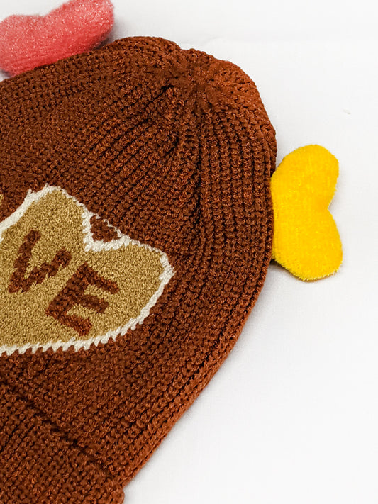 Brown Beanie Winter Caps For Kids/Unisex Winter Hat/Warm Knitted Beanie for Kids KWC08