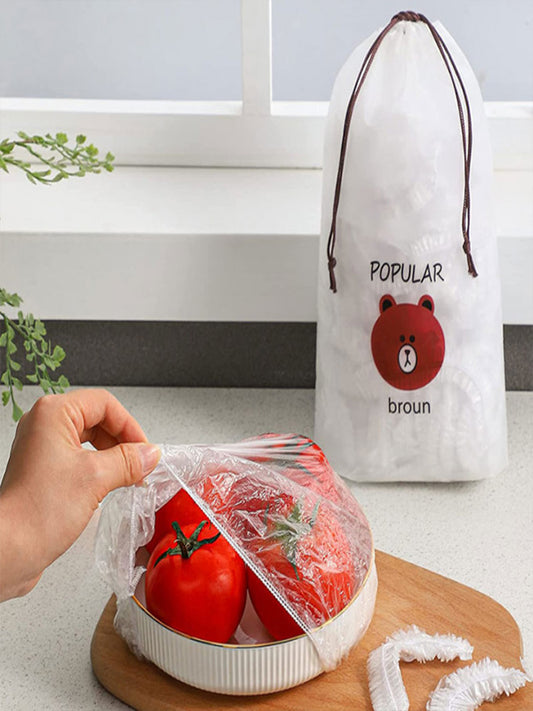 100Pcs Disposable Food Cover Fresh Keeping Bag Plastic Wrap Elastic Food Lids For Universal Kitchen Fresh Keeping Saver Bag