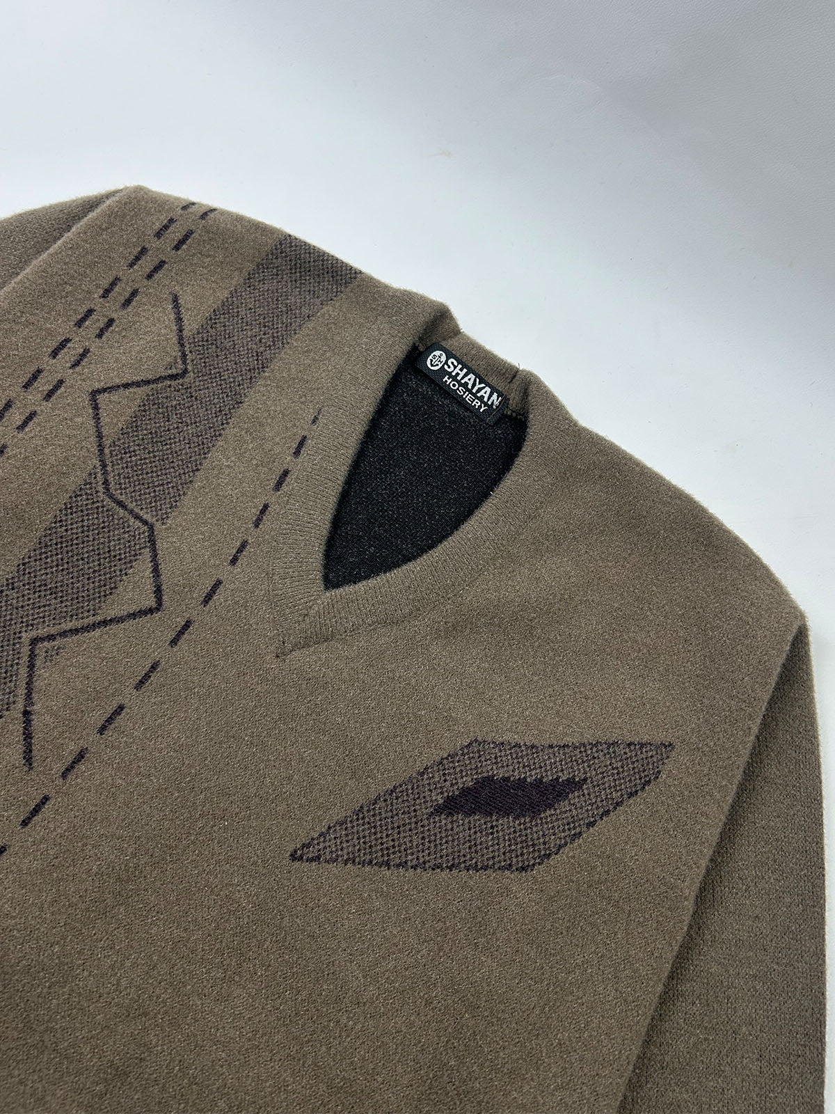 Brown V-Neck Full Sleeves Sweater For Men MSW75
