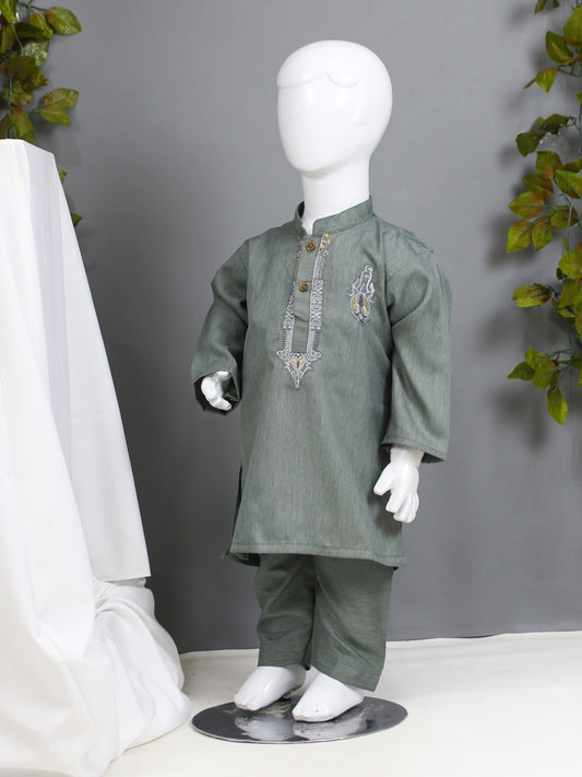 AQ Boys Kameez Shalwar Suit 1Yrs - 10Yrs Green 22