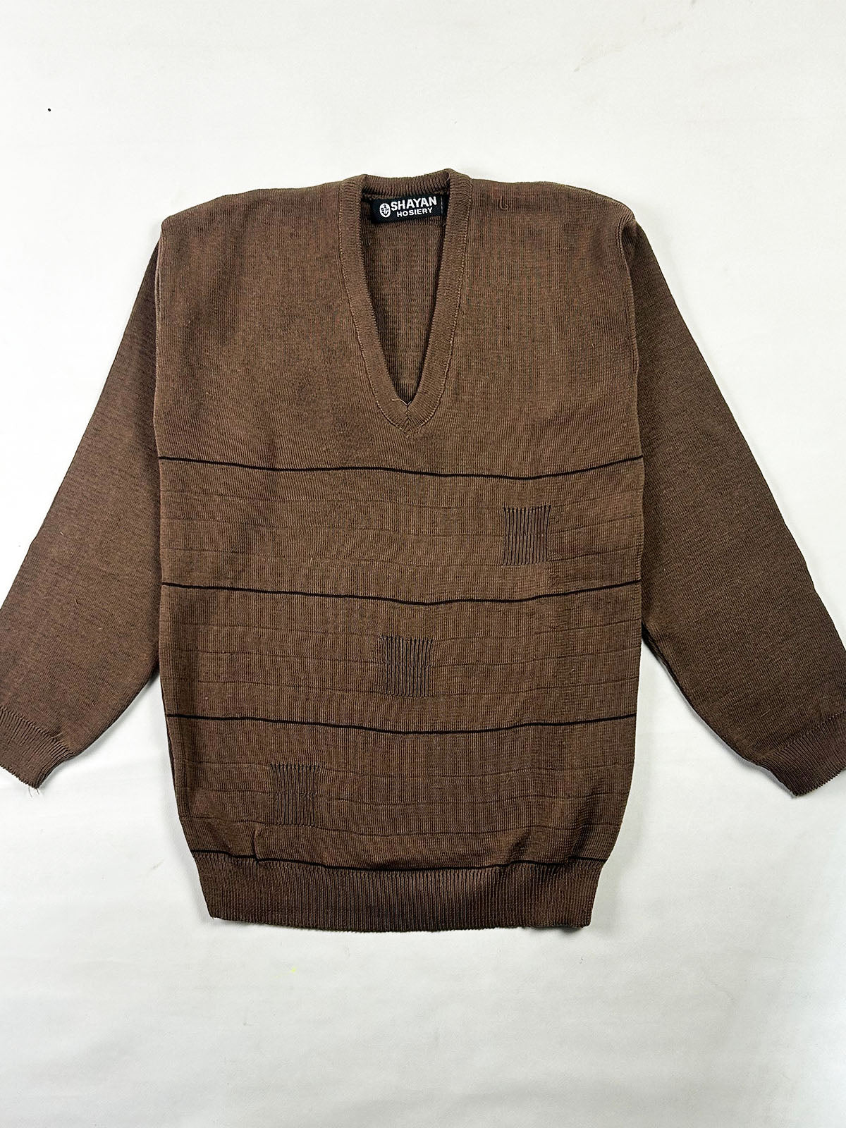 Light Brown V-Neck Full Sleeves Sweater For Men MSW76