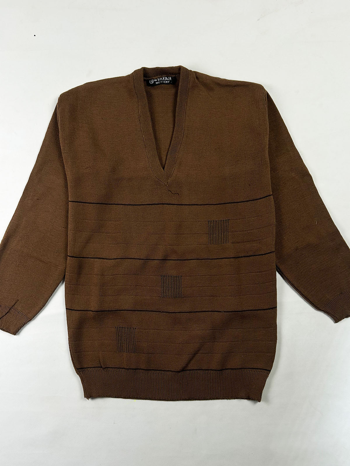 Light Brown V-Neck Full Sleeves Sweater For Men MSW77