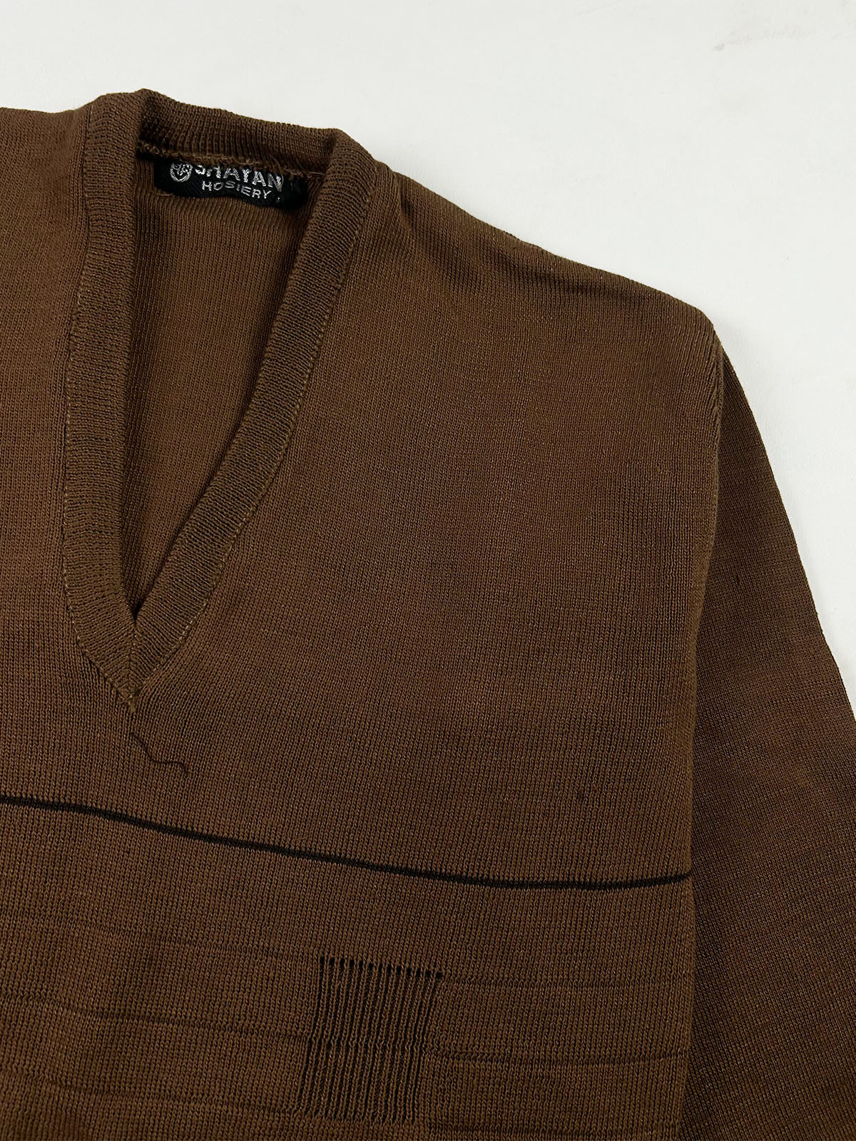 Light Brown V-Neck Full Sleeves Sweater For Men MSW77