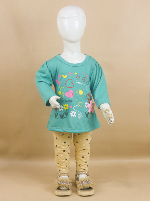 1Yr - 4Yrs Beautiful Ferozi Suit For Girls RG GS48