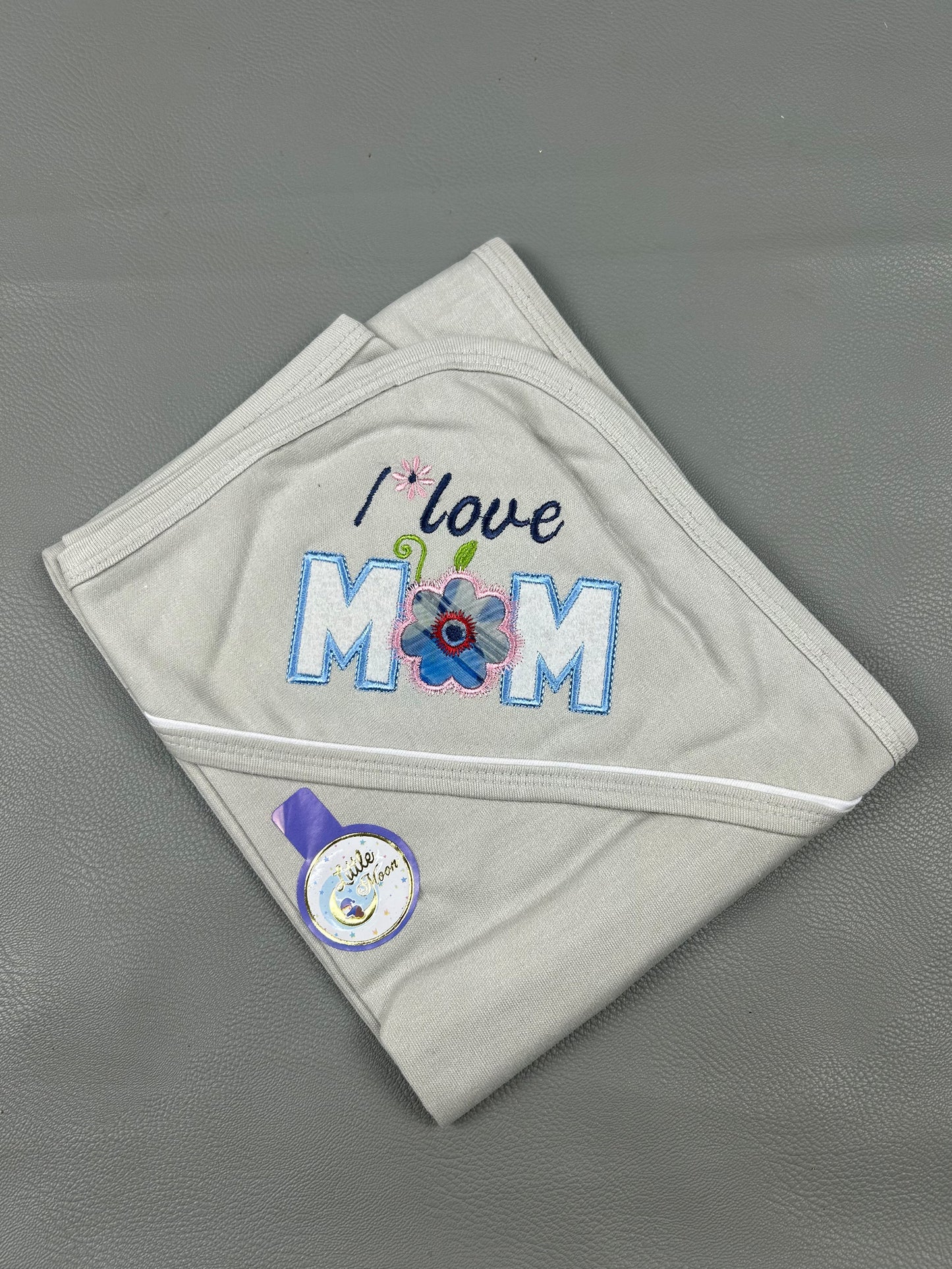 Light Grey Love Mom Wrapping Sheet For Newborn NWS37