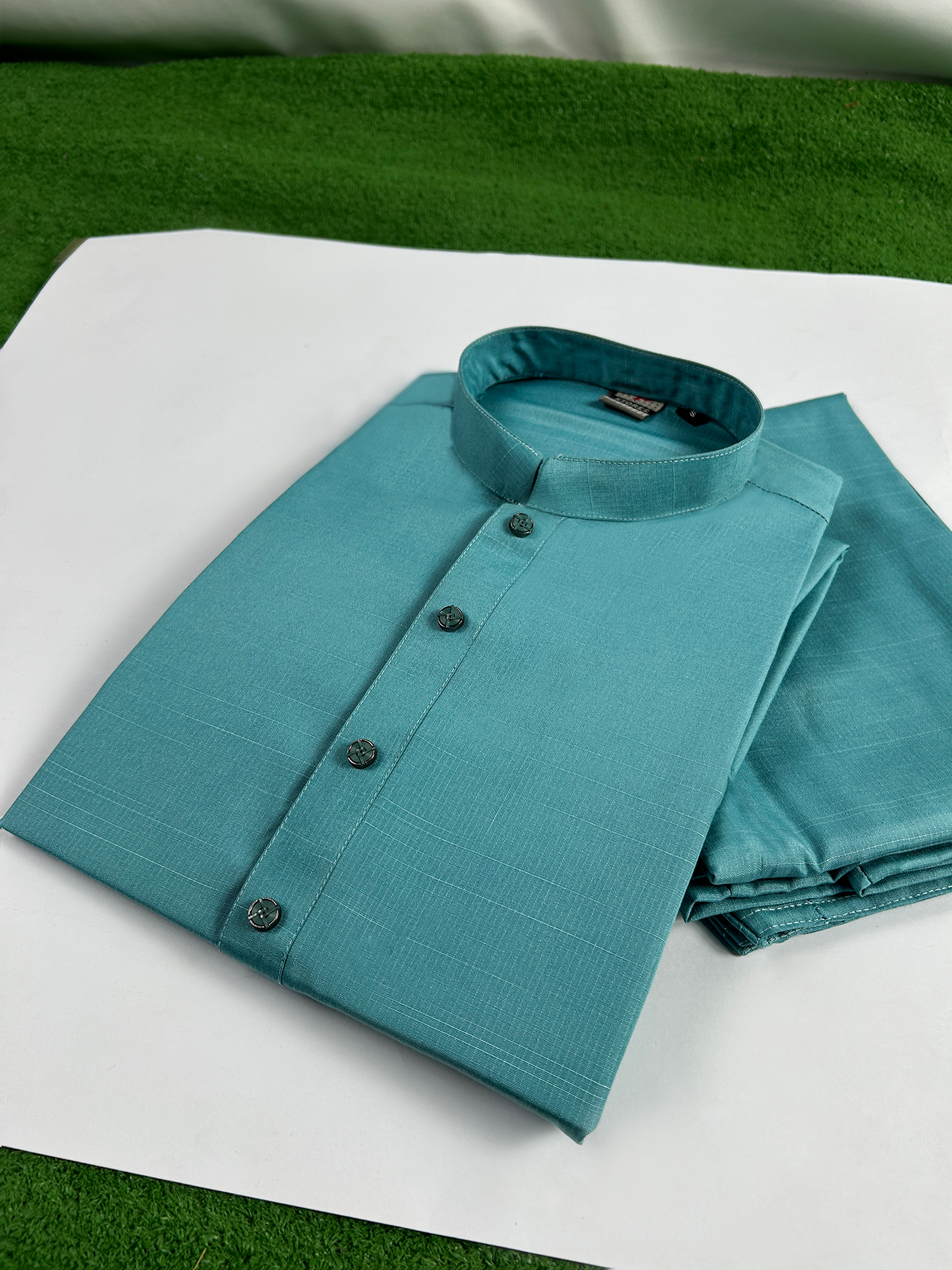 781-1 Turquoise Stitched Suit Kameez Shalwar For Men MSK261