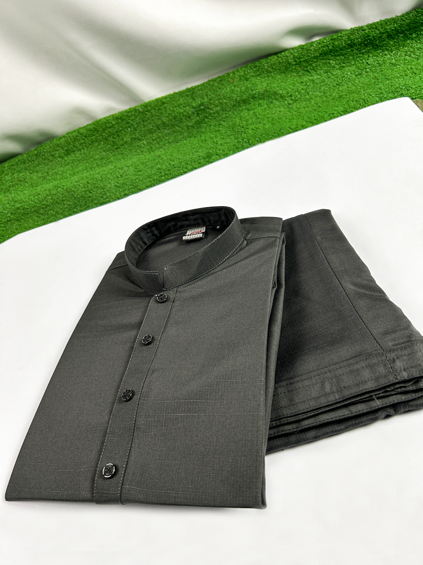 781-2 Charcoal Stitched Suit Kameez Shalwar For Men MSK262