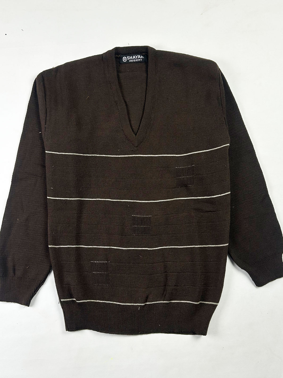 Dark Brown V-Neck Full Sleeves Sweater For Men MSW78