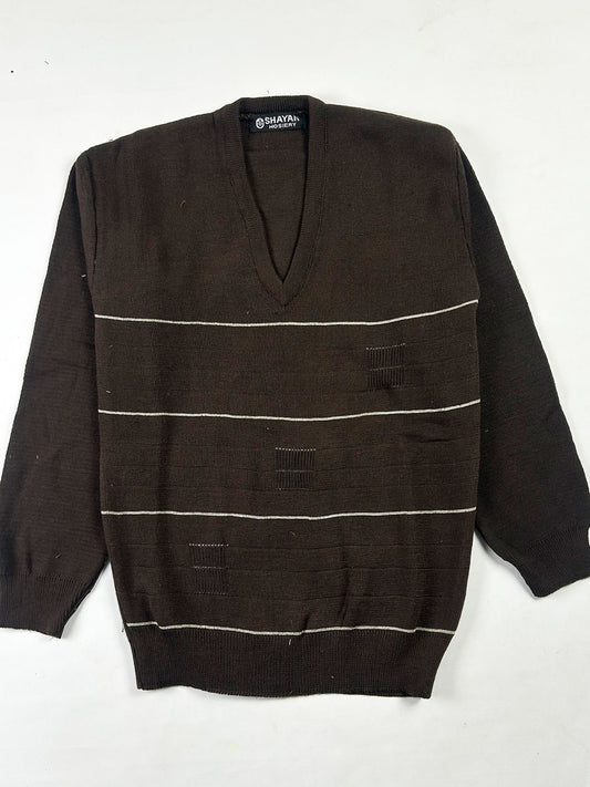 Dark Brown V-Neck Full Sleeves Sweater For Men MSW78