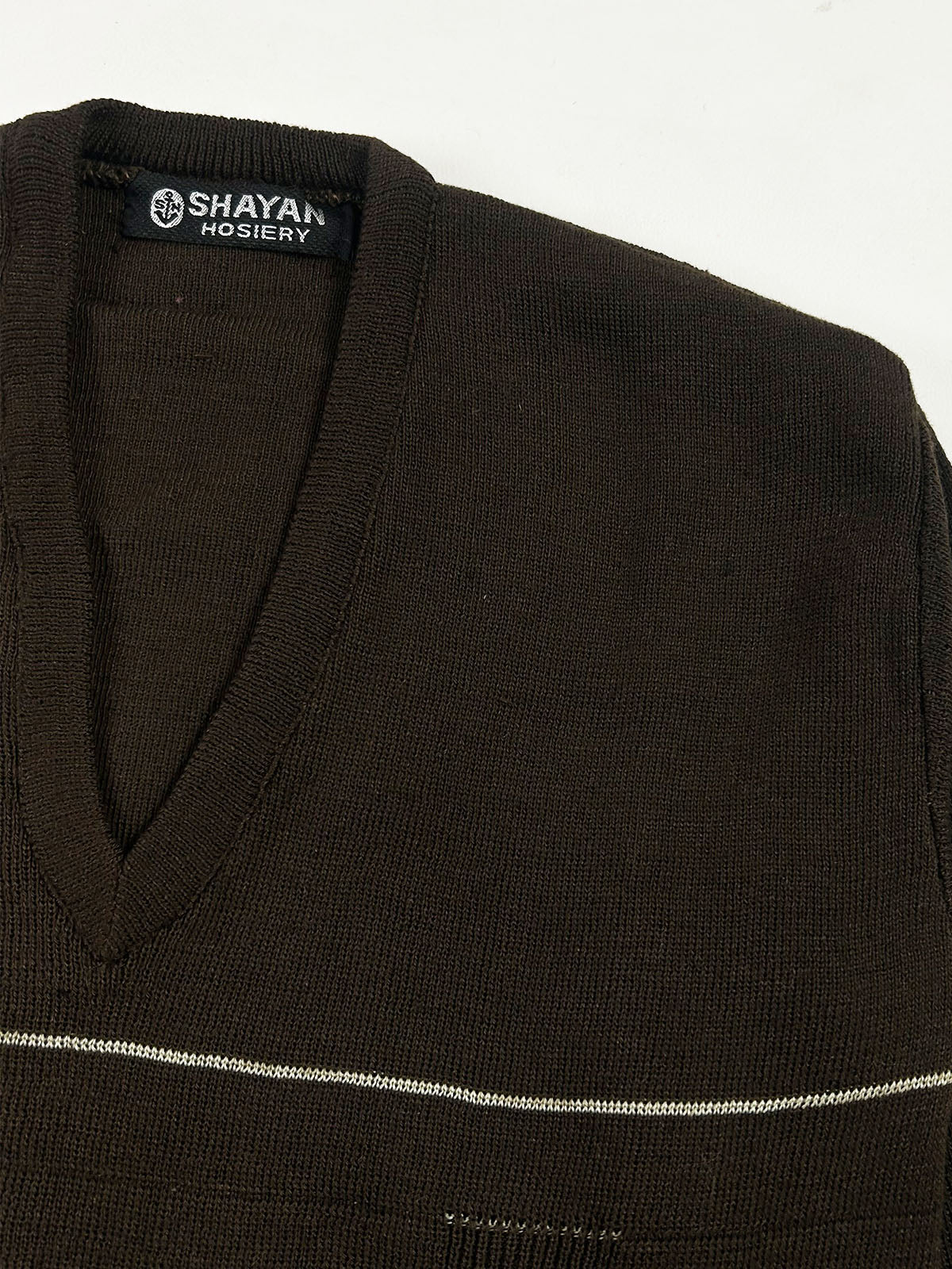 Dark Brown V-Neck Full Sleeves Sweater For Men MSW78