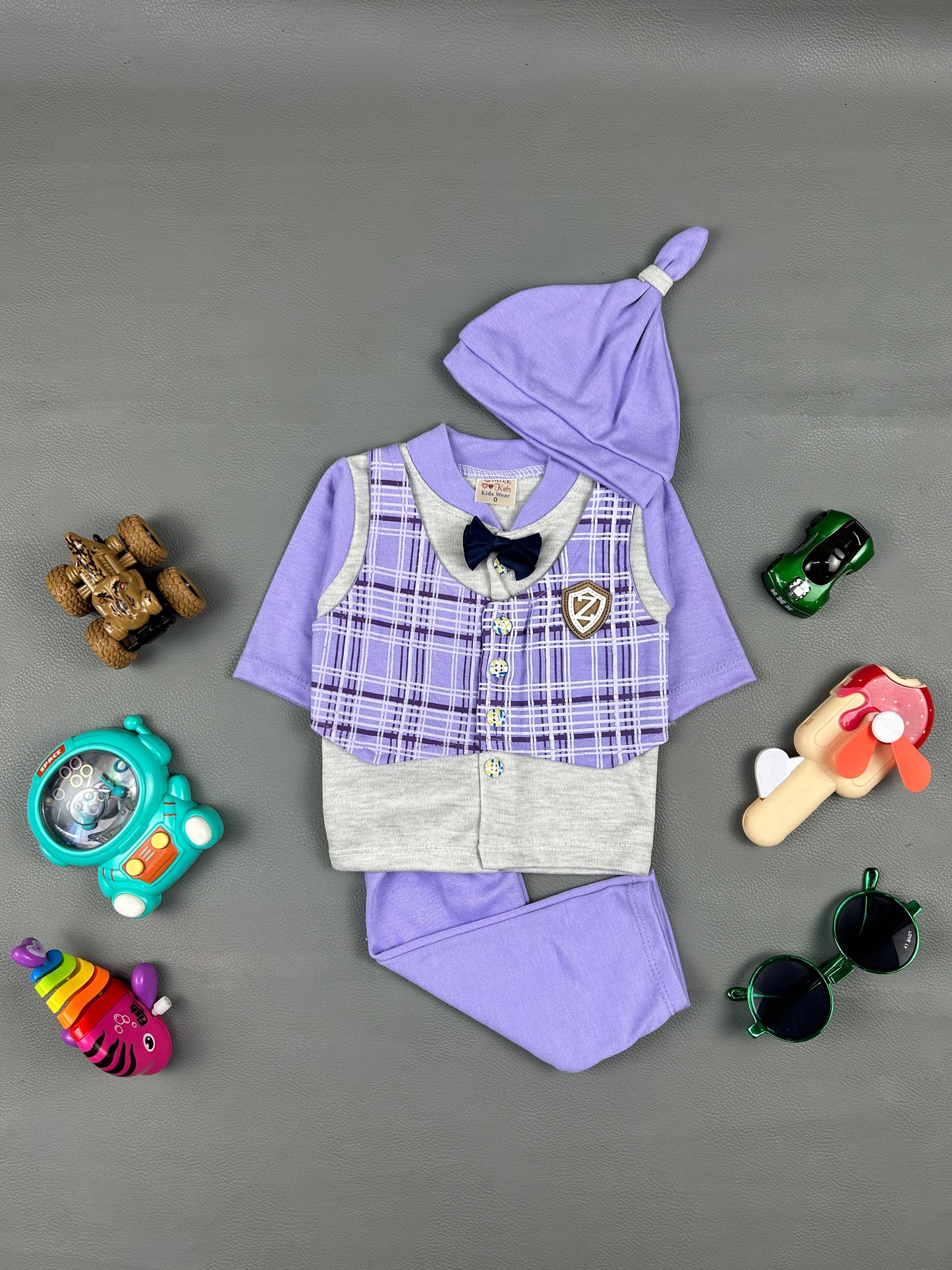 0Mth - 3Mth Purple Z Baba Suit For Newborns HG NBS223