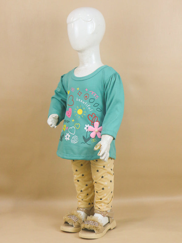 1Yr - 4Yrs Beautiful Ferozi Suit For Girls RG GS48