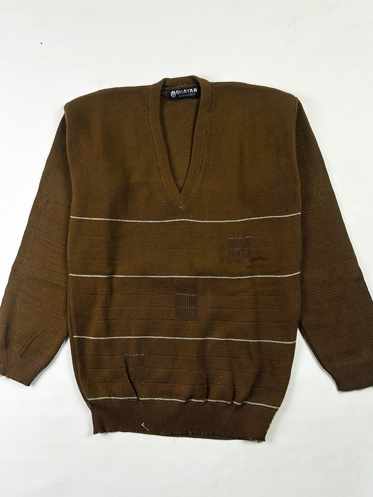 Brown V-Neck Full Sleeves Sweater For Men MSW79