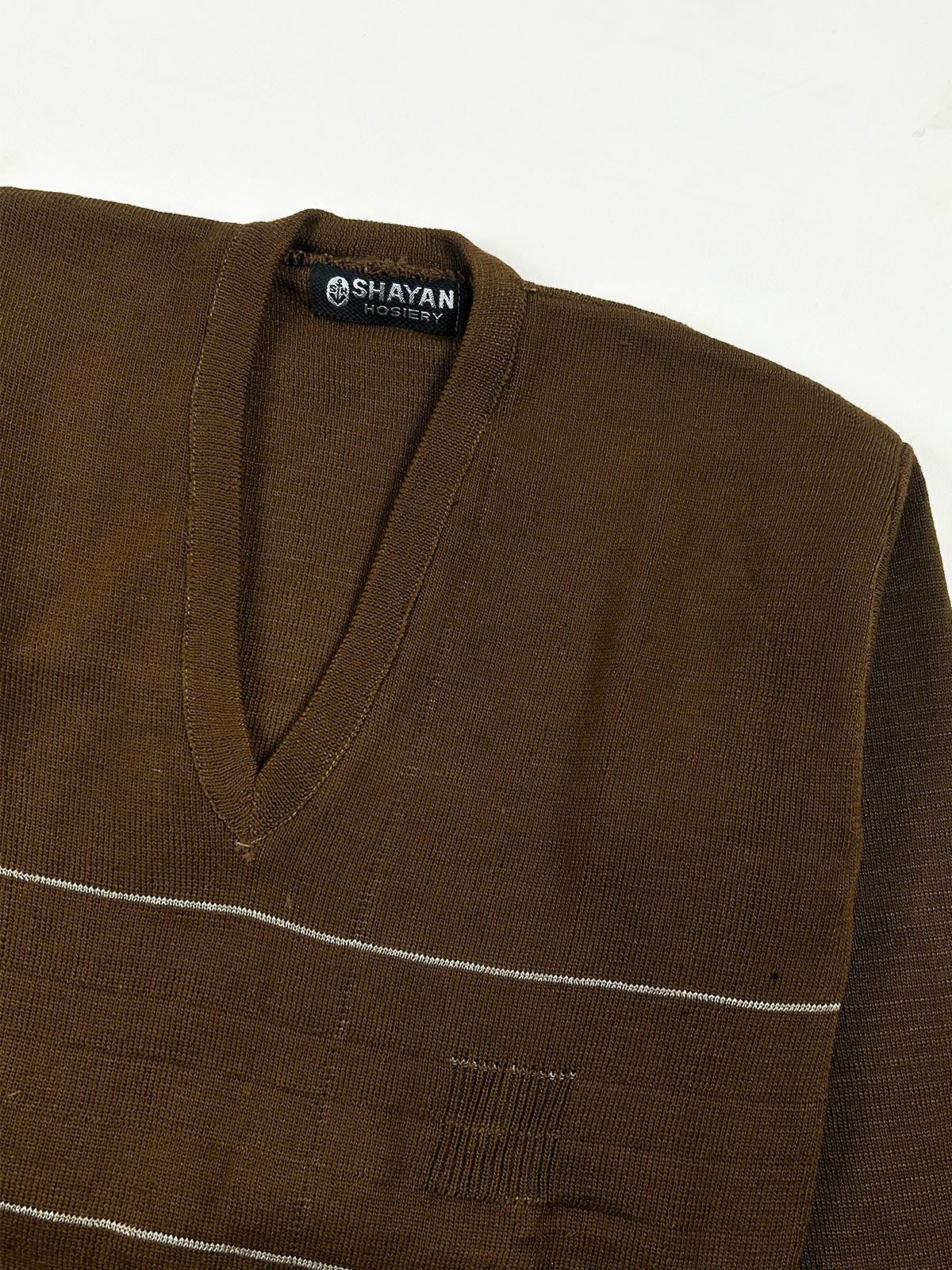 Brown V-Neck Full Sleeves Sweater For Men MSW79
